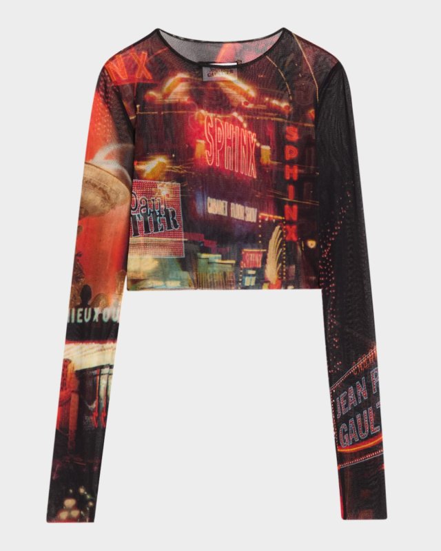 Pigalle Mesh Long Sleeve Crop Top
